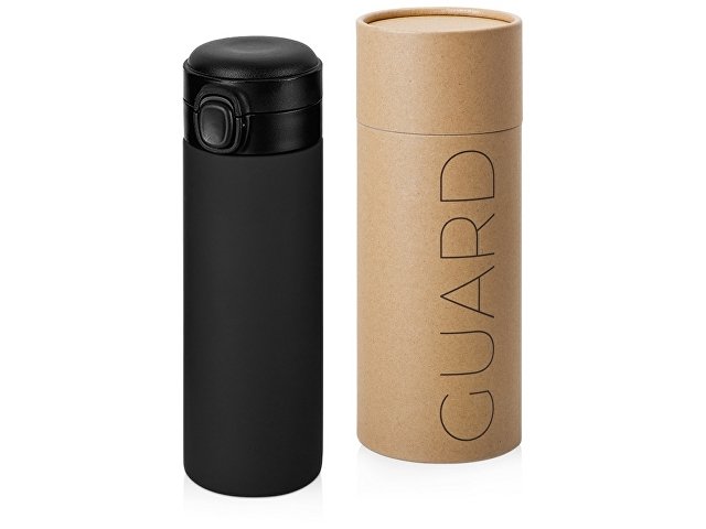 Вакуумная термокружка c кнопкой «Guard», soft-touch, 400 мл, тубус (арт ...