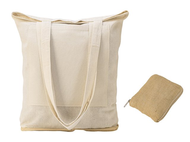 Складная сумка Jute из хлопка и джута с карманом thumbnail