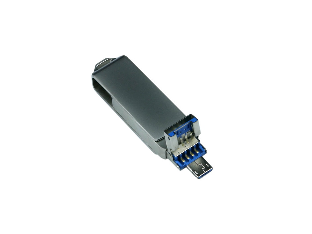 USB 3.0/micro USB/Lightning- флешка на 128 Гб с поворотным механизмом 3