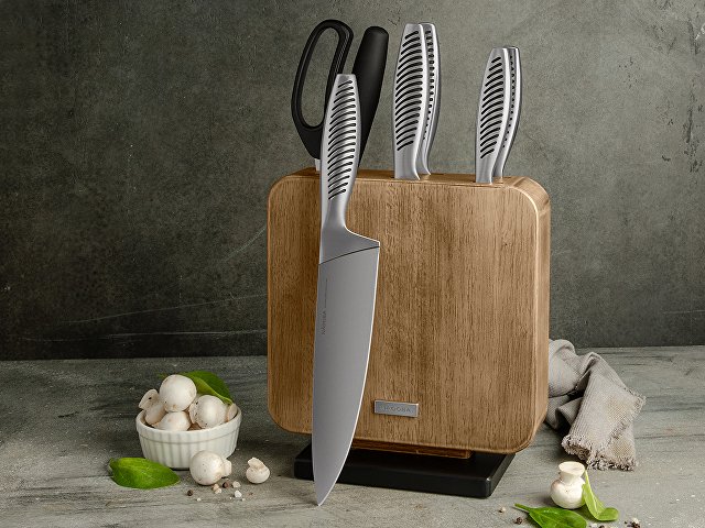 Набор из 5 кухонных ножей, ножниц и блока для ножей «VERA»