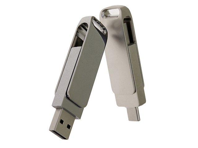 USB 3.0- флешка на 16 Гб с поворотным механизмом и дополнительным разъемом Type-C — фото 4
