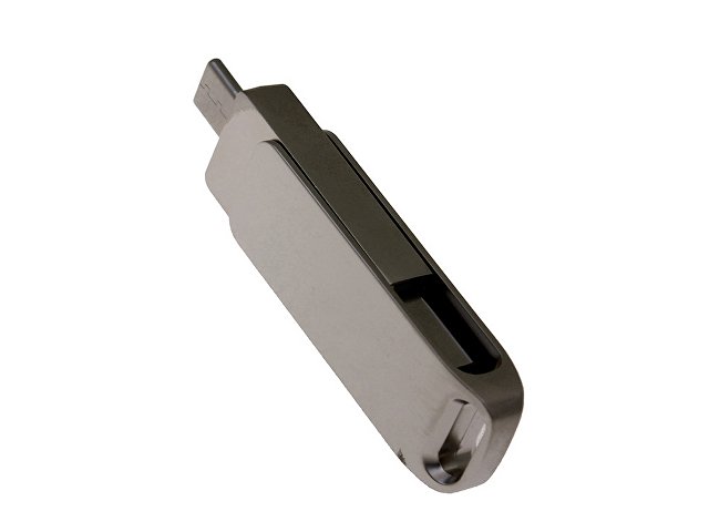 USB 2.0- флешка на 128 Гб с поворотным механизмом и дополнительным разъемом Type-C — фото 3