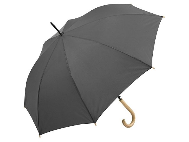 Зонт-трость «Okobrella» с деревянной ручкой и куполом из перераб