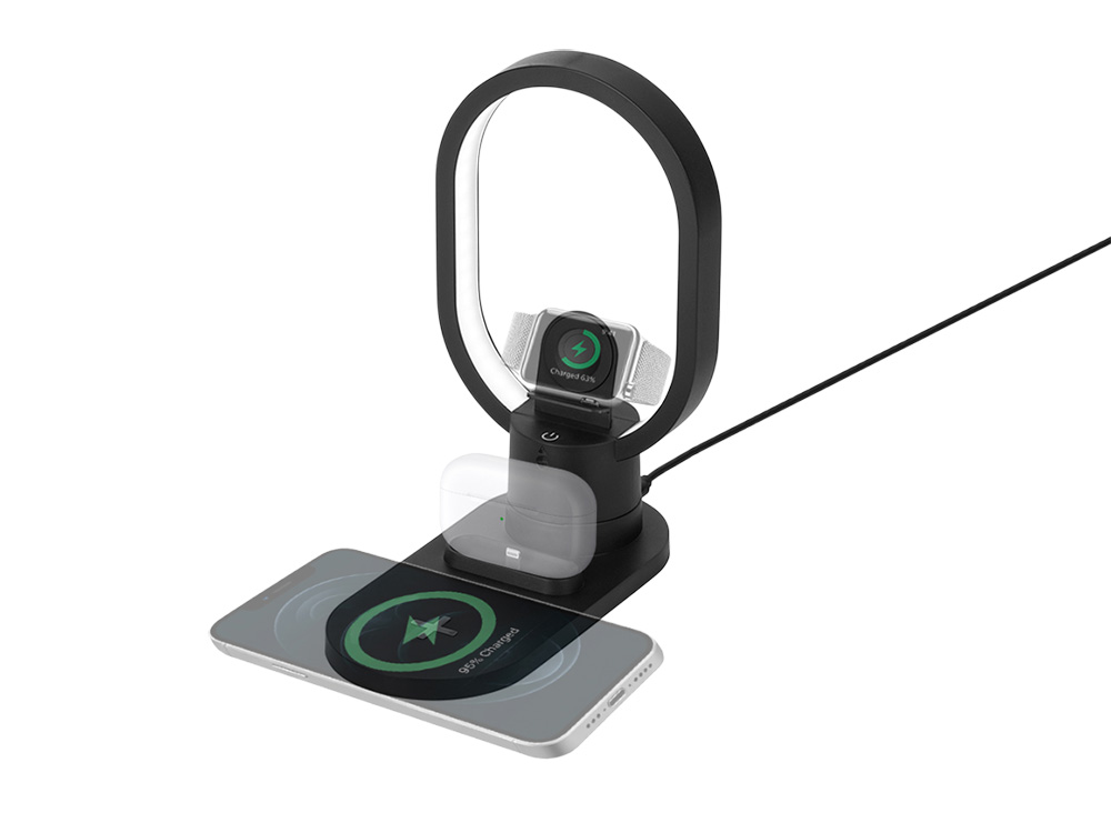 Беспроводная зарядная станция 4-в-1 «Portal» c лампой, 15 Вт