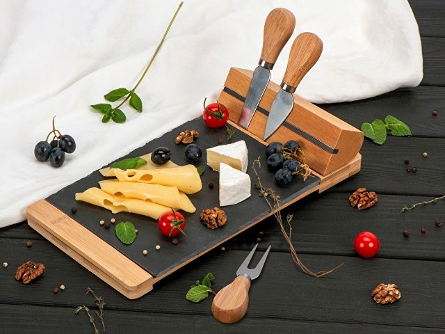 Набор для сыра из бамбука и сланца «Taleggio»