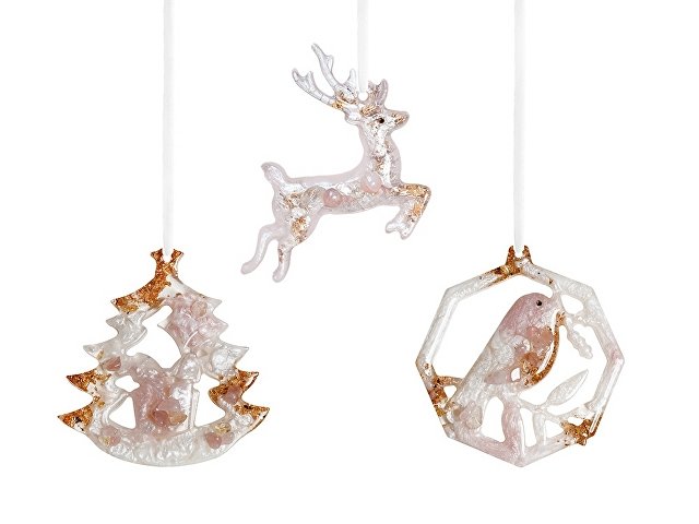 Набор елочных игрушек: Снегирь, Олень, Ель thumbnail