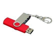 USB 2.0- флешка на 64 Гб с поворотным механизмом и дополнительным разъемом Micro USB