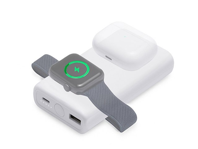 Внешний беспроводной аккумулятор 2-в-1 с функцией зарядки Apple Watch, QC/PD «AtomIQ», 10000 мАч thumbnail