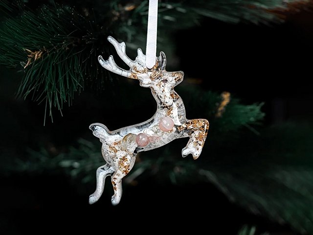 Набор елочных игрушек: Снегирь, Олень, Ель thumbnail