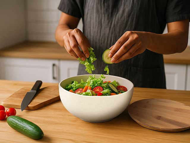 Салатник из натуральных волокон с бамбуковой крышкой «Bowl»