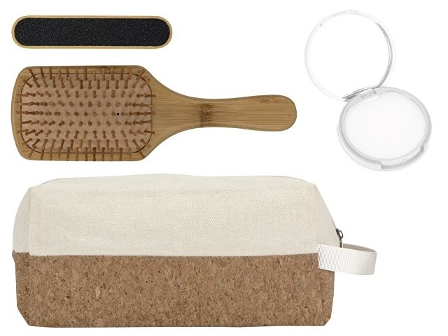 Подарочный набор с расческой, пилкой для ногтей, бальзамом для губ в косметичке thumbnail