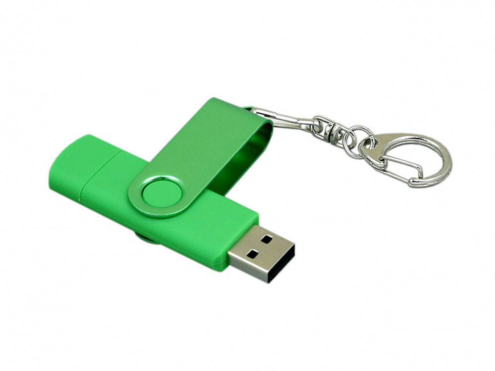 USB 2.0- флешка на 64 Гб с поворотным механизмом и дополнительным разъемом Micro USB USB 2.0- флешка на 64 Гб с поворотным механизмом и дополнительным разъемом Micro USB