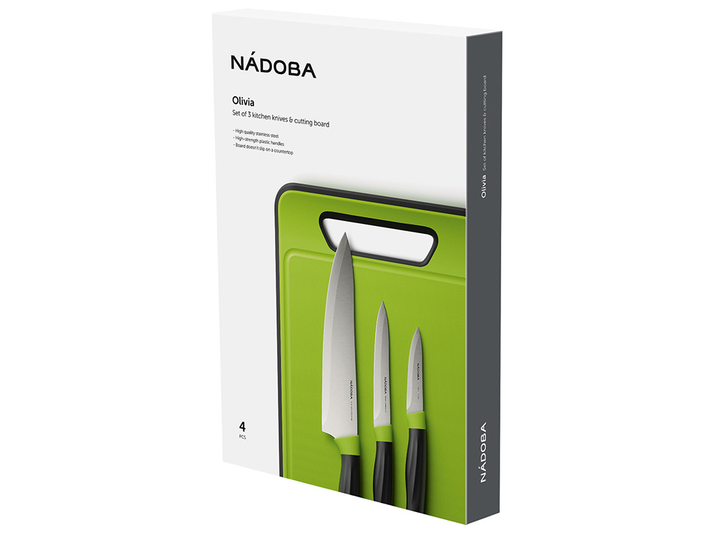Набор из 3 ножей с пластиковой разделочной доской «OLIVIA» фото 2 Набор из 3 ножей с пластиковой разделочной доской «OLIVIA» фото 2
