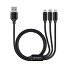 Дата-кабель 3 в 1: micro USB, USB-C, Ligthning, алюминий, 1.2м, черный, Deppa