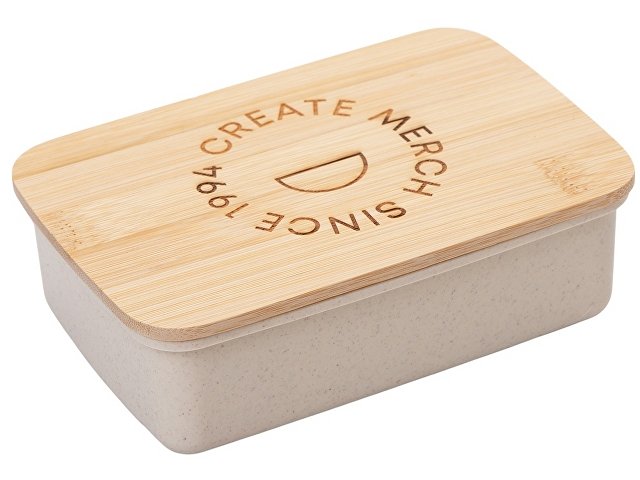 Ланч-бокс «Lunch» из пшеничного волокна с бамбуковой крышкой с гравировкой thumbnail