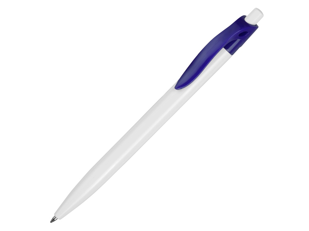 Белая ручка с синим клипом Какаду  под нанесение логотипа