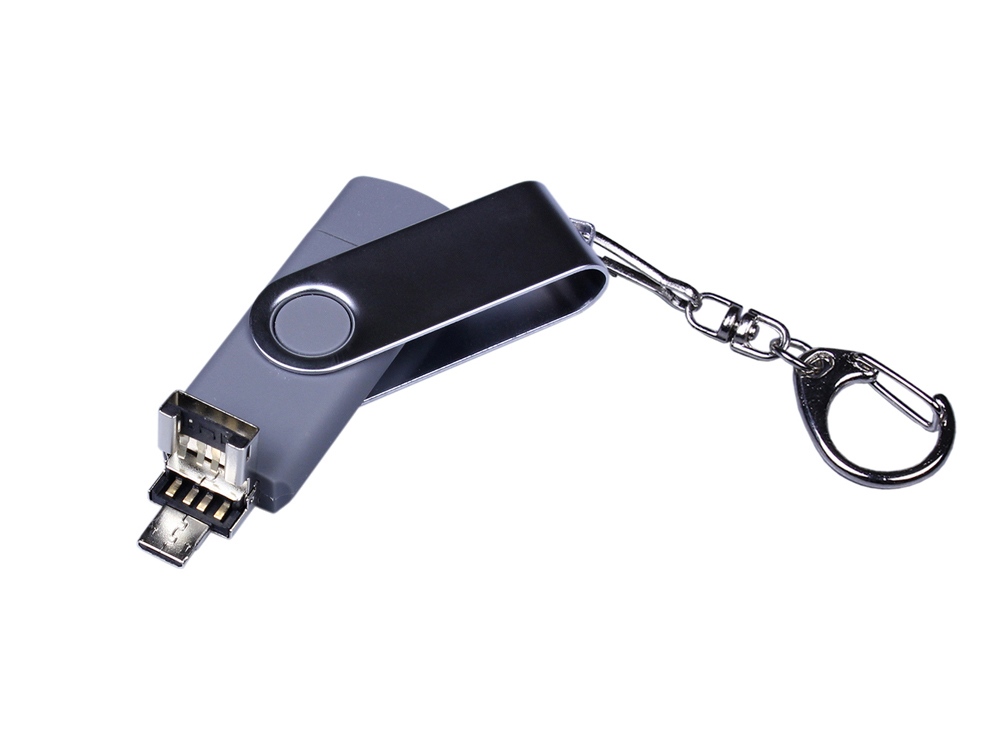 USB 2.0/micro USB/Type-C- флешка на 32 Гб c поворотным механизмом 3