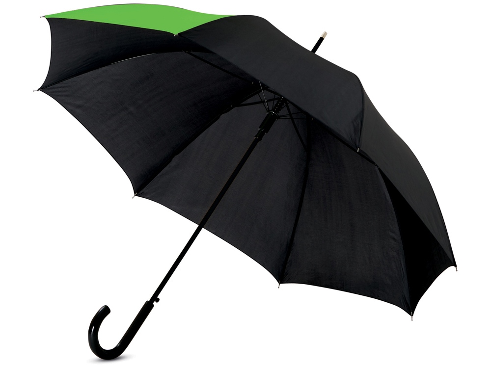 Зонт-трость Lucy 23 полуавтомат, черный/лайм
