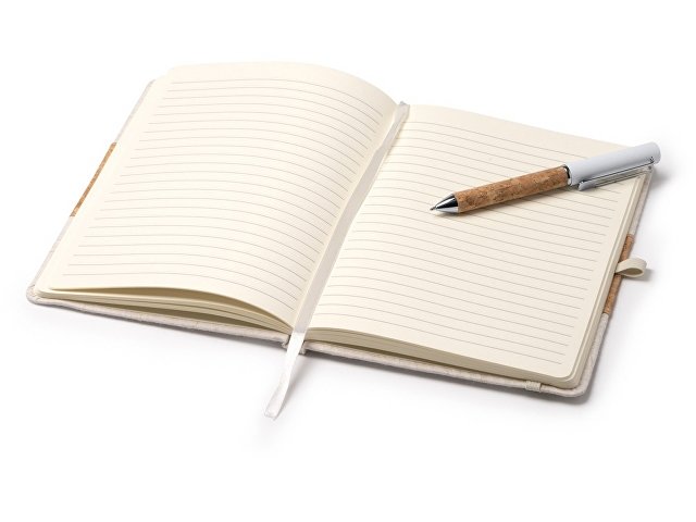 Набор блокнот с ручкой из пробки и хлопка «Beret» thumbnail