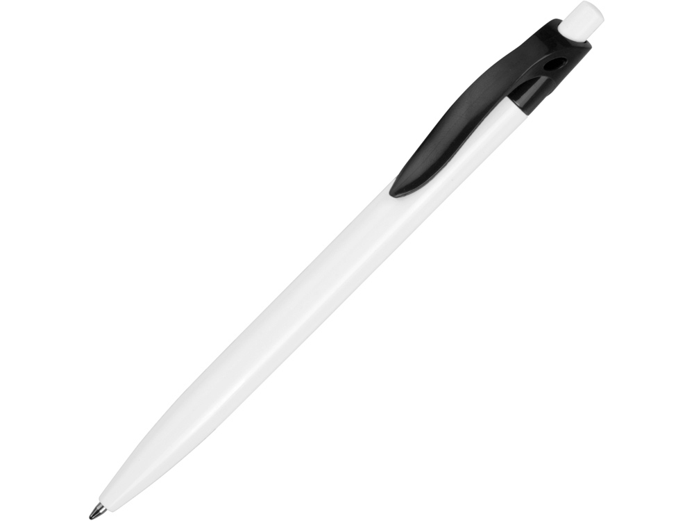 Белая ручка Какаду с черным клипом  под нанесение логотипа