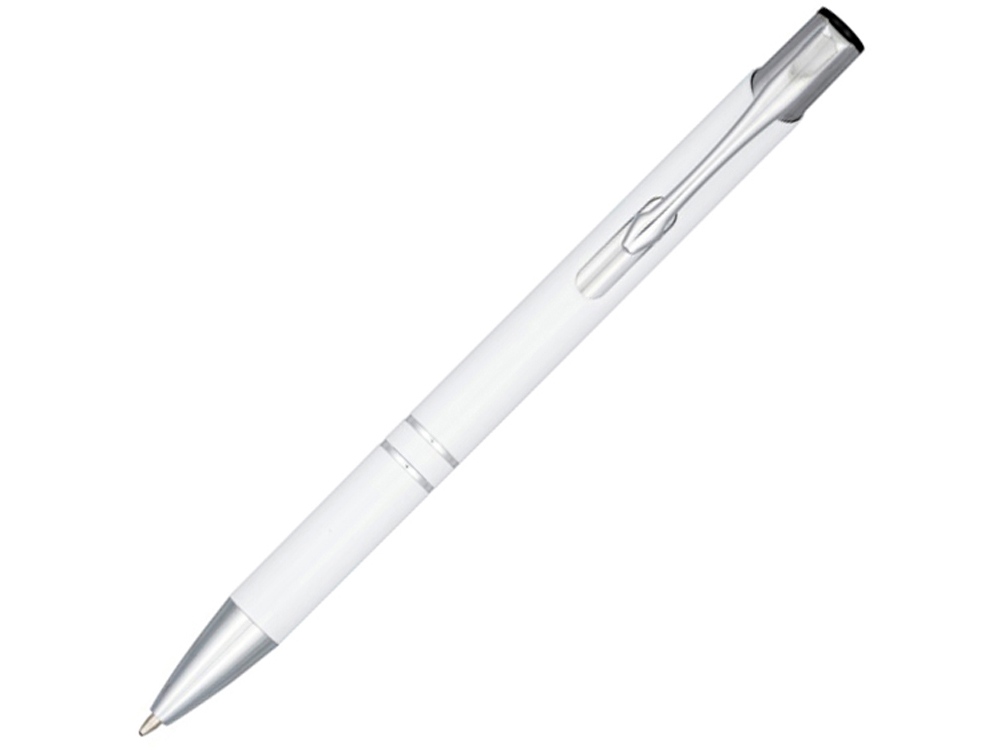 Кнопочная шариковая ручка Moneta из анодированного алюминия, белый