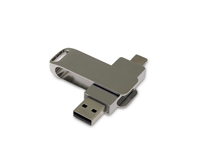 USB 3.0- флешка на 128 Гб с поворотным механизмом и дополнительным разъемом Type-C