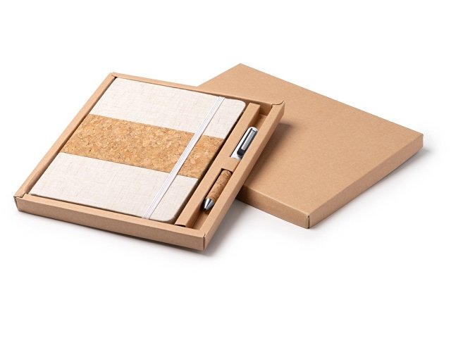 Набор блокнот с ручкой из пробки и хлопка «Beret» thumbnail