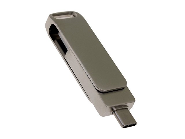 USB 3.0- флешка на 256 Гб с поворотным механизмом и дополнительным разъемом Type-C — фото 2