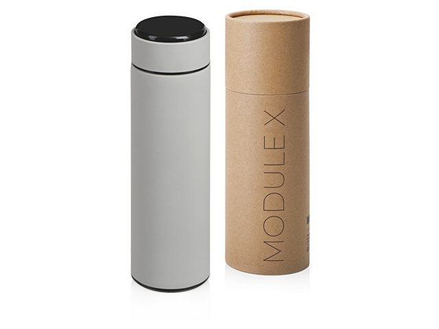 Вакуумный термос «Module X» с индикатором температуры и медной изоляцией, 500 мл, крафтовый тубус thumbnail