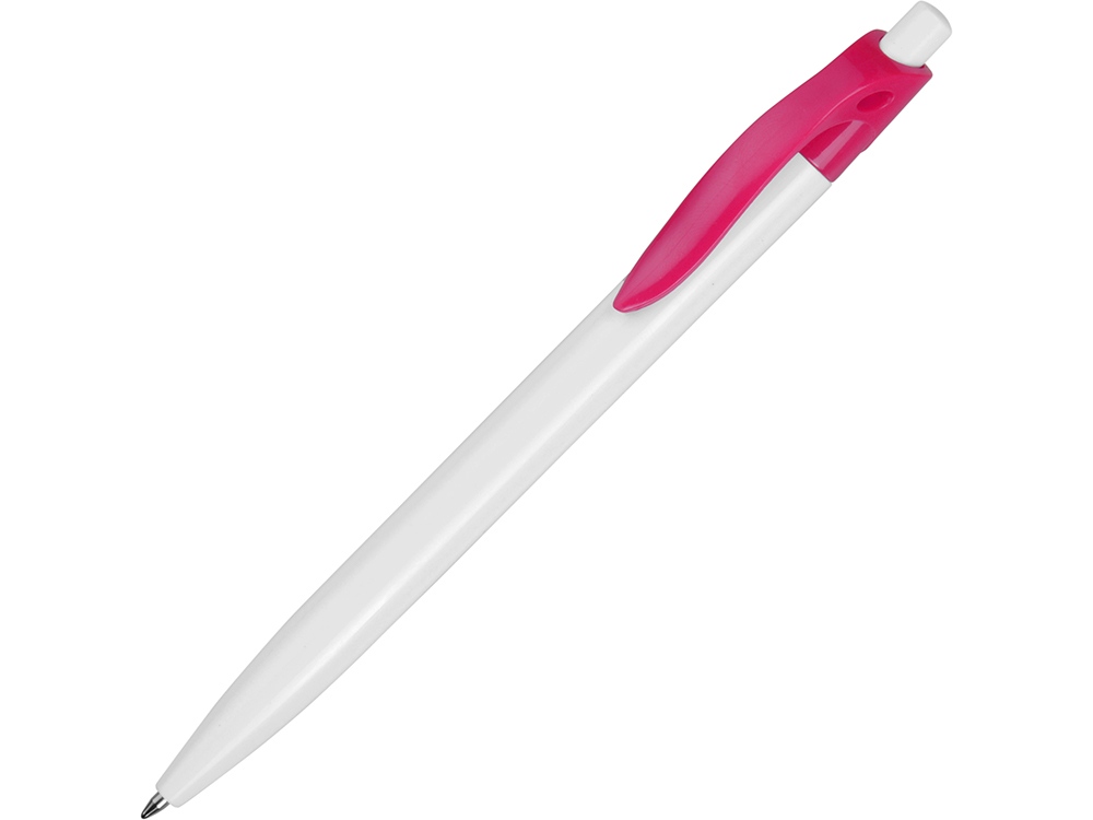 Белая ручка какаду с розовым клипом  под нанесение логотипа