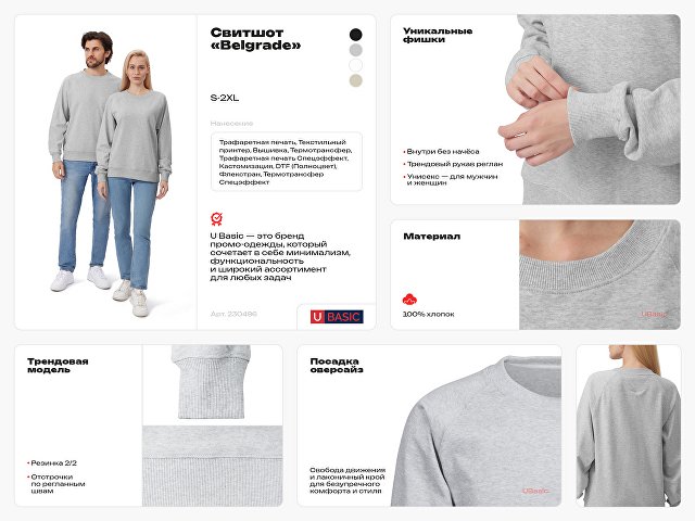 Свитшот оверсайз с рукавом реглан «Belgrade», унисекс thumbnail