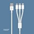 Дата-кабель 3 в 1: micro USB, USB-C, Ligthning, 1.2м, белый, Deppa