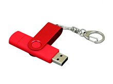 USB 2.0- флешка на 64 Гб с поворотным механизмом и дополнительным разъемом Micro USB