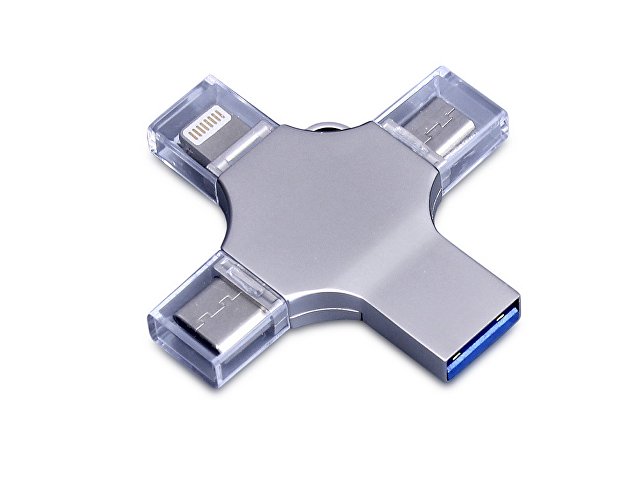 USB 3.0-флешка на 128 Гб 4-в-1 с разъемами Micro USB, Type-C и Lightning