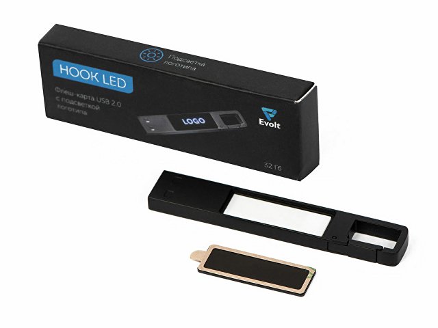 USB 2.0- флешка на 32 Гб c подсветкой логотипа «Hook LED» thumbnail
