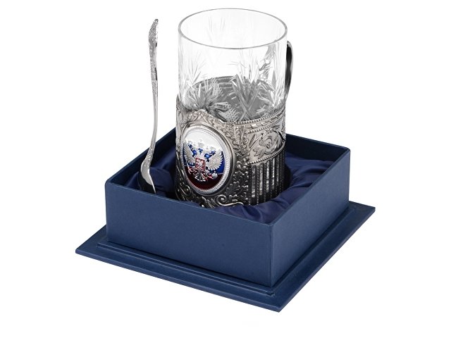 Подстаканник с хрустальным стаканом и ложкой «Российский» thumbnail