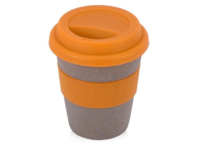 Стакан с силиконовой крышкой "Café", оранжевый