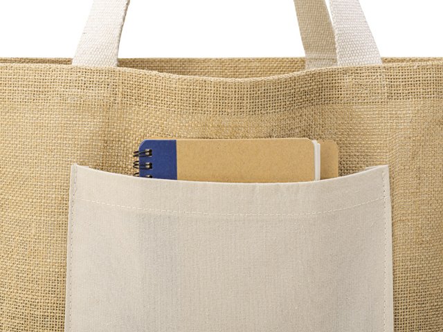 Сумка Jute джутовая с широким дном и карманом thumbnail