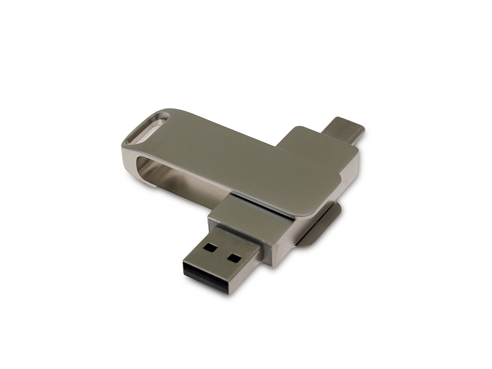 USB 3.0- флешка на 32 Гб с поворотным механизмом и дополнительным разъемом Type-C