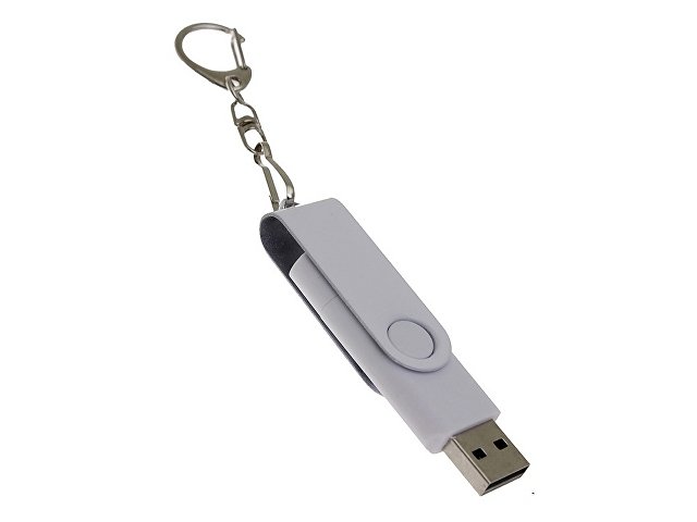 USB 2.0- флешка на 32 Гб с поворотным механизмом и дополнительным разъемом Type-C — фото 3