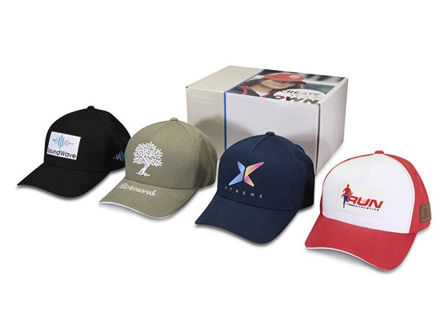 Коробка с образцами бейсболок из переработанных материалов thumbnail