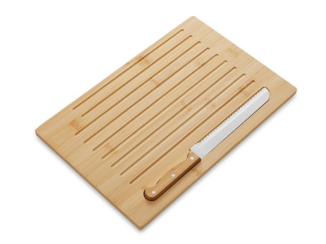 Разделочная доска из бамбука «Круста» с хлебным ножом