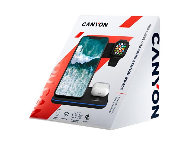 Беспроводное зарядное устройство для гаджетов "3-в-1" с технологией QI «WS-303», 15 Вт thumbnail