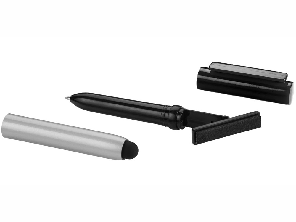 Ручка-стилус шариковая Robo с очистителем экрана, черный
