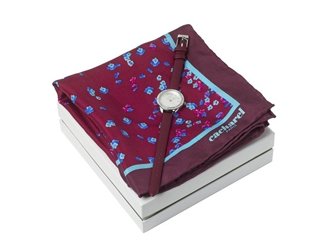 Подарочный набор: часы наручные женские, шелковый платок (арт. CPMN835R)