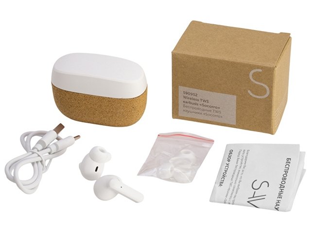 Наушники беспроводные TWS «Socorro» из пробки и переработанного пластика thumbnail