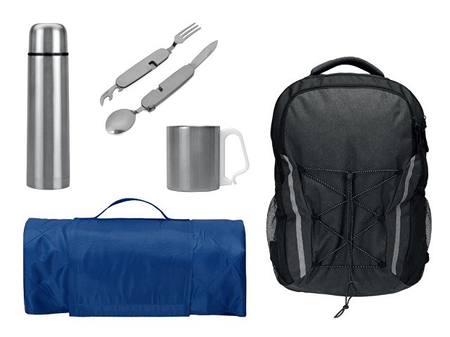 Набор туриста с термосом, кружкой, столовыми приборами и пледом thumbnail