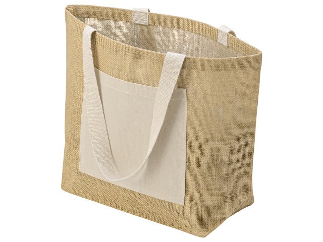 Сумка Jute джутовая с широким дном и карманом thumbnail