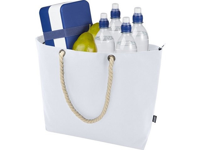 Пляжная сумка-холодильник Panama GRS из переработанных материалов с ручками-шнурками thumbnail