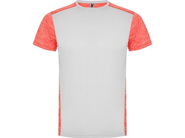 Спортивная футболка "Zolder" мужская, белый/меланжевый неоновый коралловый
